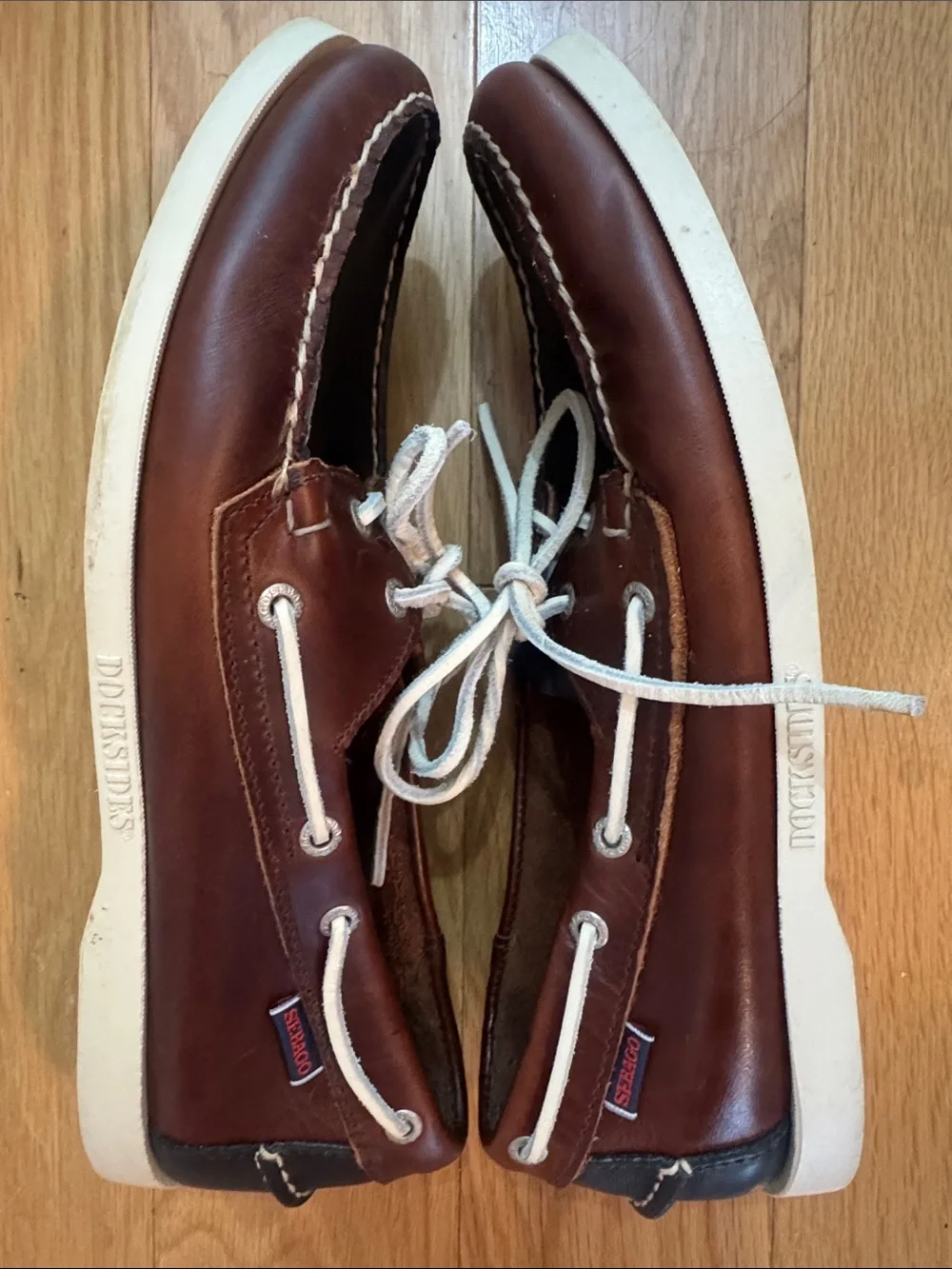 Sebago Docksides Men’s Leather Boat Shoes Size 11 Blue and Brown
